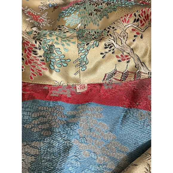 Vintage Womens Chinese Jacket 38 Gold Retro Asian Party Formal Trees Flowers - Picture 5 of 5